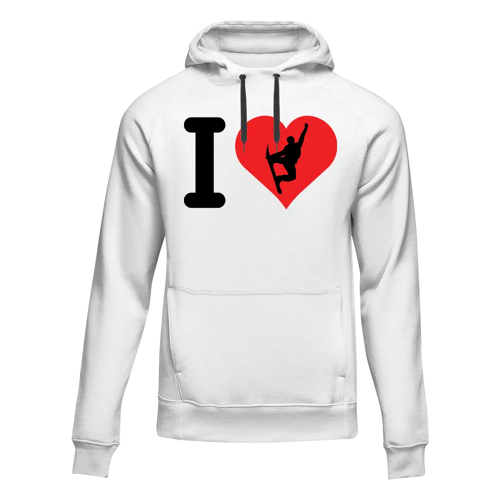 I Love Snowboarding Adult Fleece Hooded Sweatshirt