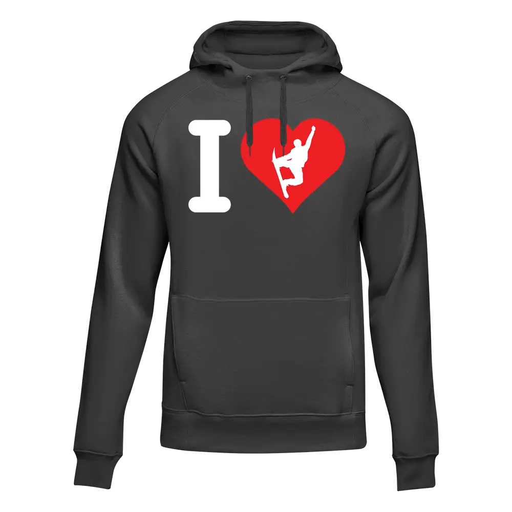 I Love Snowboarding Adult Fleece Hooded Sweatshirt